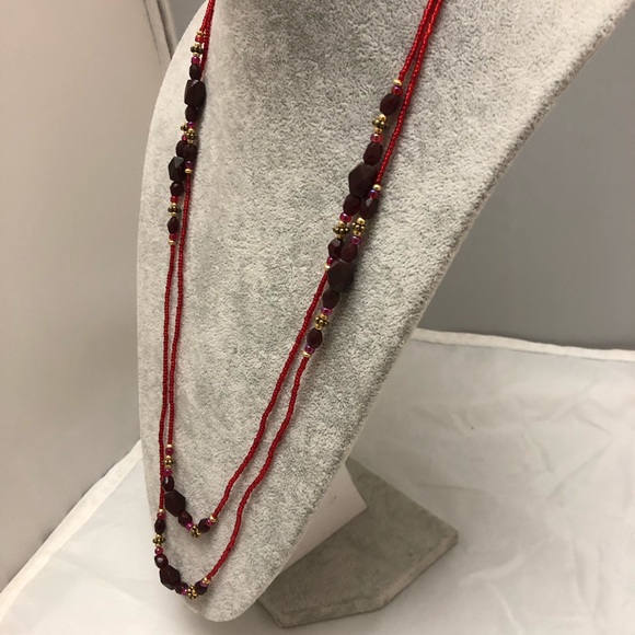 Ali Khan New York Red Extra Long Beaded Necklace - Picture 4 of 5